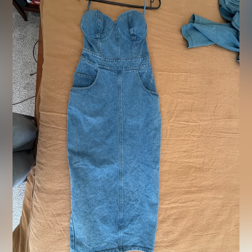 JLUXLABEL Women's Blue Denim dress